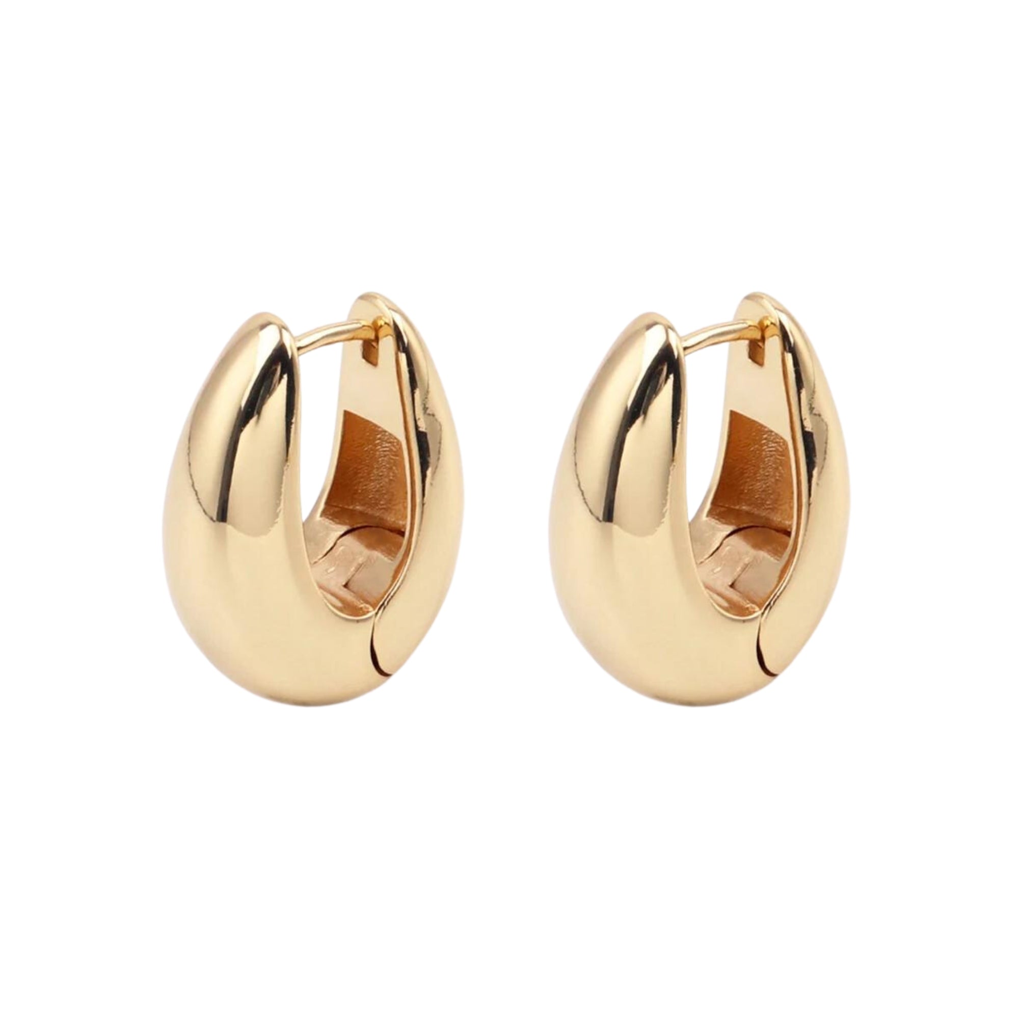 Salve 'Lucent' Oval Gold Huggie Hoop Earrings - Main Image