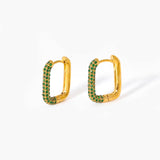 Salve ‘Stunner’ Emerald Rectangular Anti-Tarnish Hoop Earrings