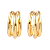 Salve C-Shaped ‘Chunky’ Triple Hoop Gold Earrings