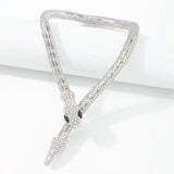 Salve Silver Snake Zircon Choker Necklace
