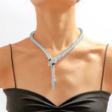 Salve Silver Snake Zircon Choker Necklace
