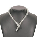 Salve Silver Snake Zircon Choker Necklace
