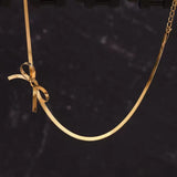 Salve Bow-Mance Gold Bow Choker Necklace