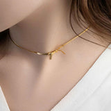 Salve Bow-Mance Gold Bow Choker Necklace