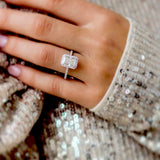 Salve ‘Princess’ Silver Solitaire Halo Ring | Emerald Cut, Anti-Tarnish, Zircon Studded