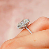 Salve ‘Princess’ Silver Solitaire Halo Ring | Emerald Cut, Anti-Tarnish, Zircon Studded