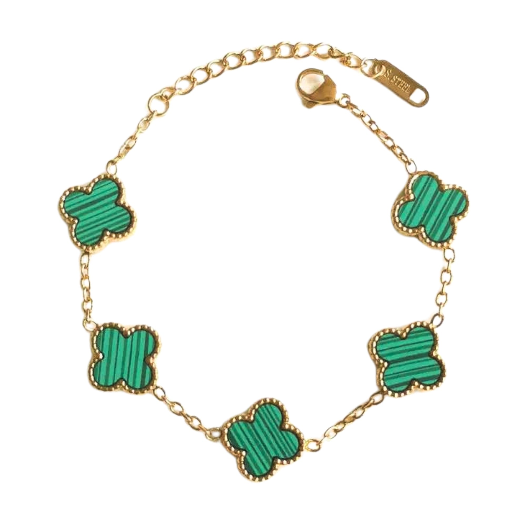 Salve Green Clover Dainty Chain Bracelet