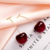 Salve Quirky Cherry Red Edgy Beach Hanging Earrings