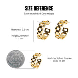 Salve Small Chunky Watch-Link Design Gold Hoop Earrings