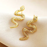 Salve Snake Serpent Gold Dainty Stud Earrings