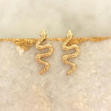 Salve Snake Serpent Gold Dainty Stud Earrings