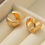Salve Dome Small Chunky Thick Huggie Hoop Gold Earrings