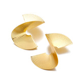 Salve Contemporary Twisted Fan Gold Stud Earrings for Women