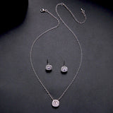 Salve Silver Solitaire Stainless Steel Pendant Necklace & Earrings Set