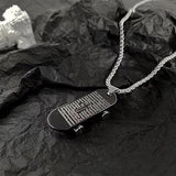 Skateboard Pendant Silver Chain for Men