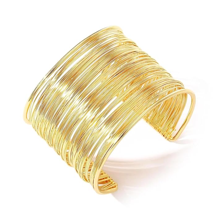 Salve Chunky Gold Bangle Stack Cuff Bracelet
