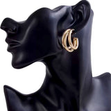 Salve C-Shaped ‘Chunky’ Triple Hoop Gold Earrings