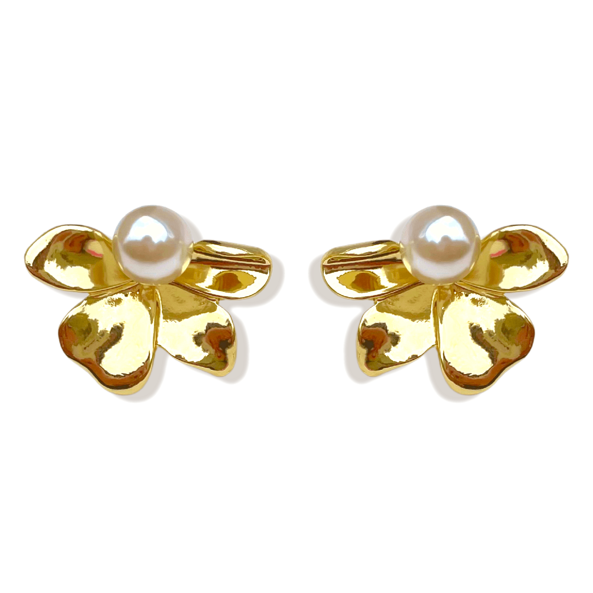 Salve Pearly Pearl Flower Gold Contemporary Earrings Dainty Chic S