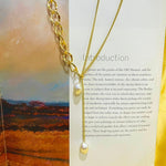 Salve Half Wide Curb Chain Half Minimal Curb Chain Drop Pearls Adjustable Lariat Gold Necklace SALVE