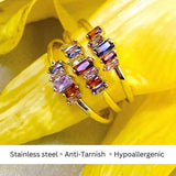 Salve ‘Perky’ Multicoloured Gemstone Stainless Steel Adjustable Ring