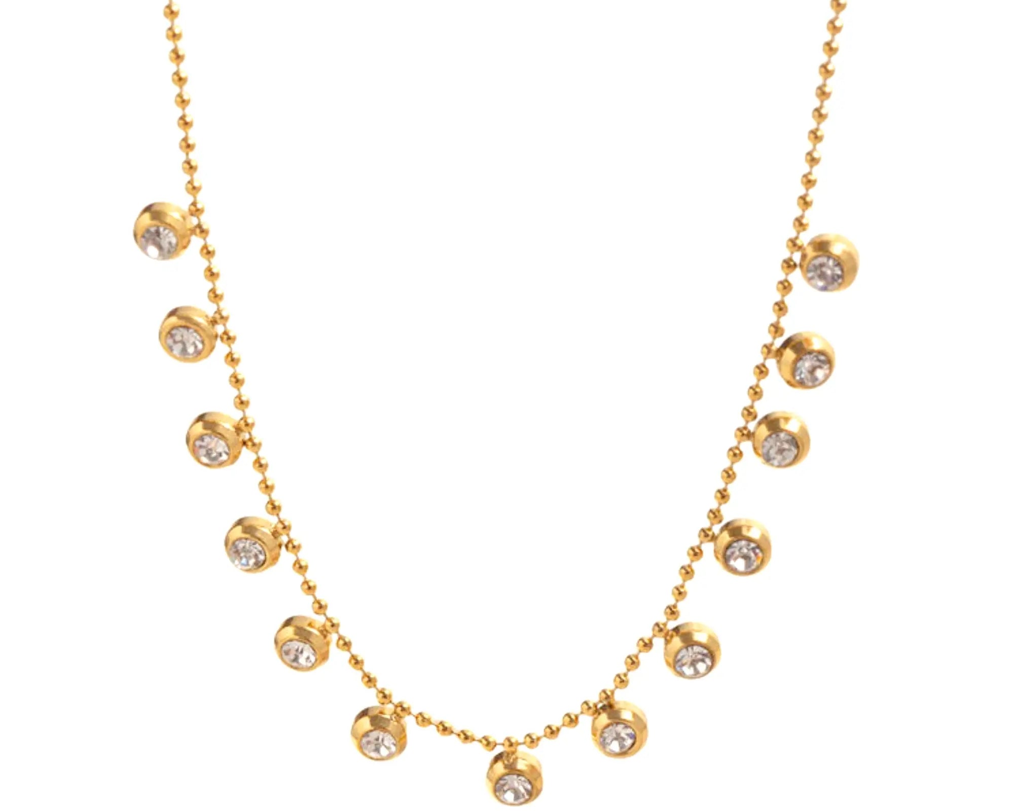 Salve Zirconia Stone Charm Gold Necklace - Salve