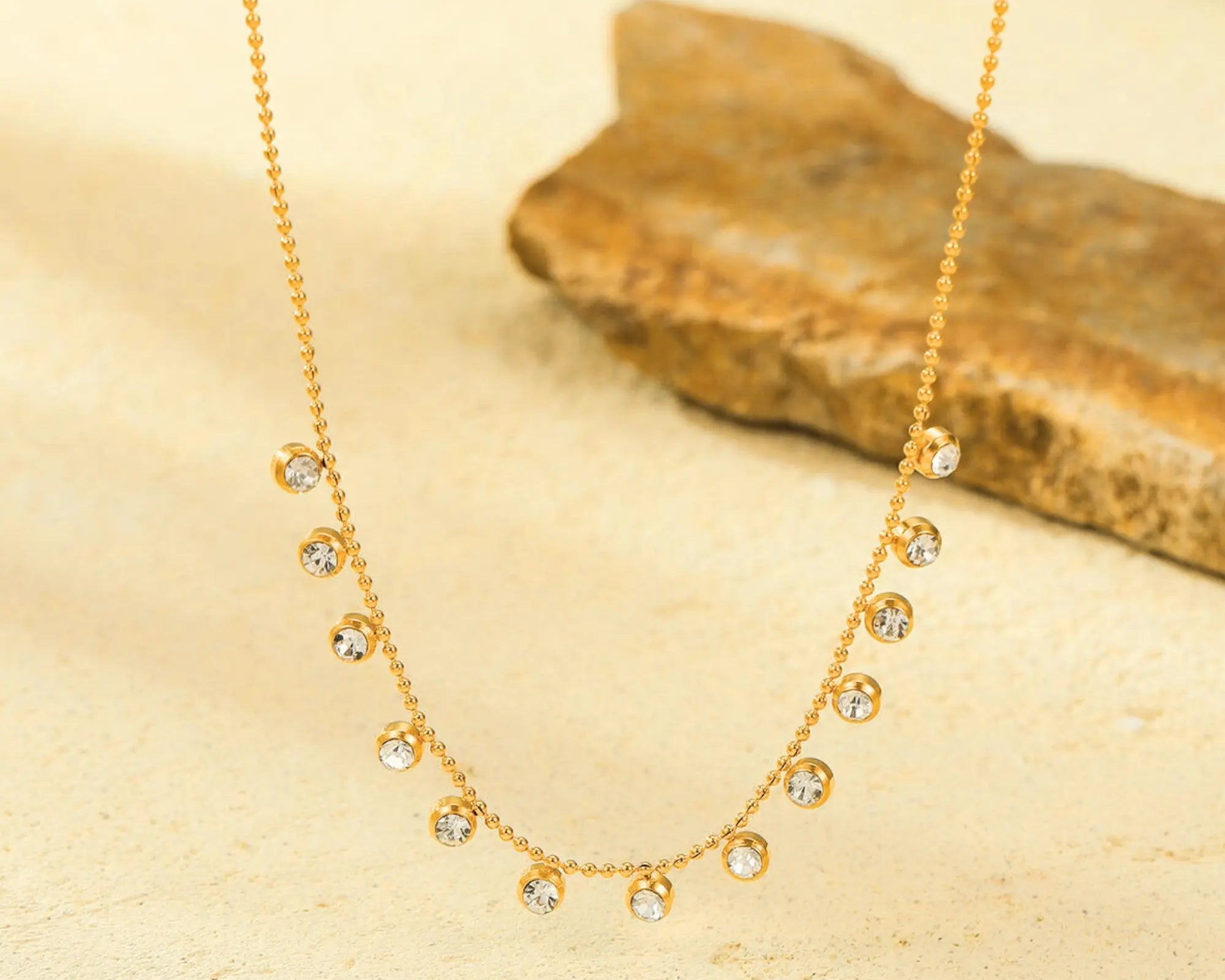 Salve Zirconia Stone Charm Gold Necklace - Salve