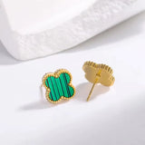 Salve Green Clover Stud Earrings