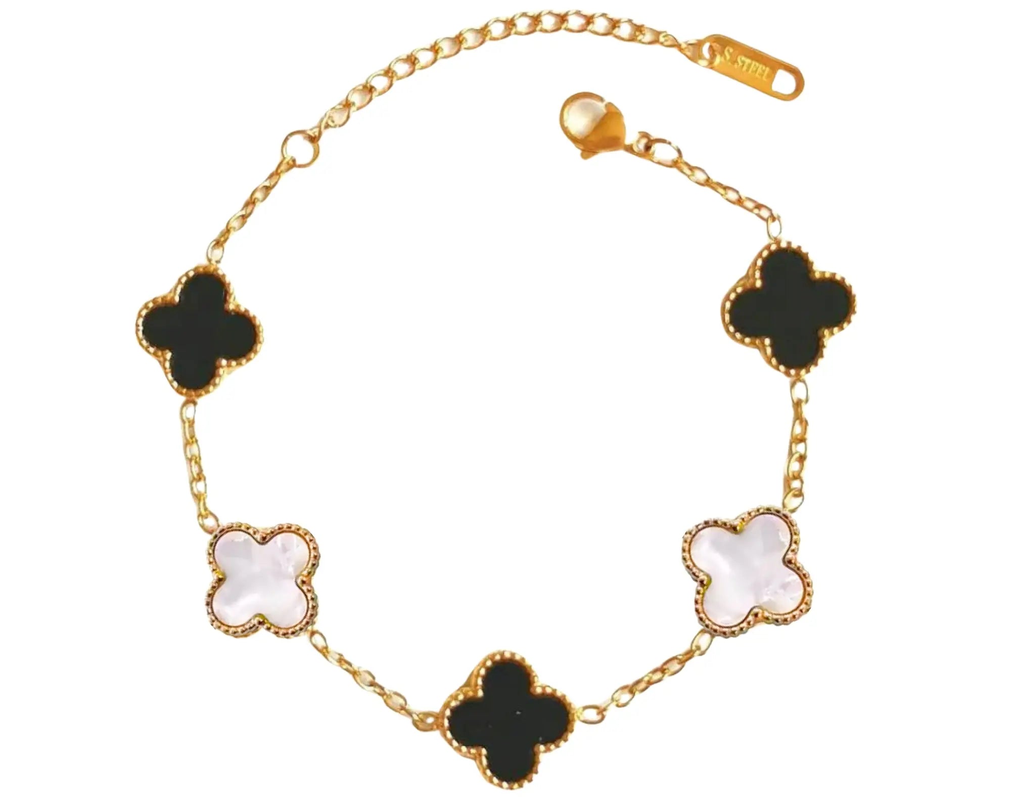 Salve Black & White Aesthetic Clover Bracelet - Salve