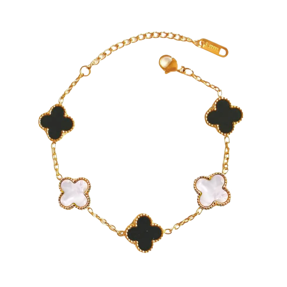 Salve Black & White Aesthetic Clover Bracelet