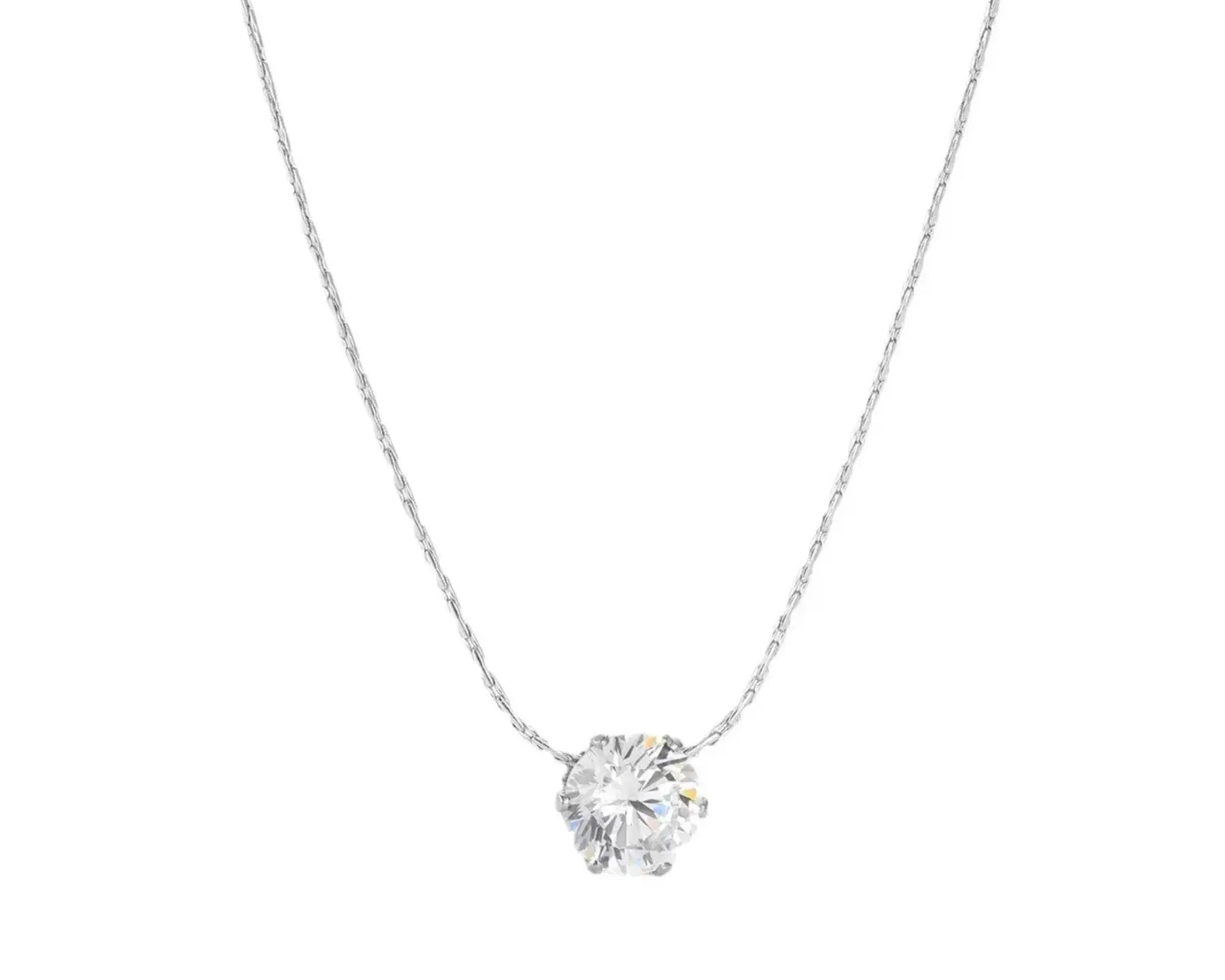 Salve Silver-Toned Solitaire Pendant Set - Salve