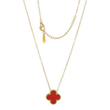 Salve Red Clover Dainty Pendant Necklace with Chain