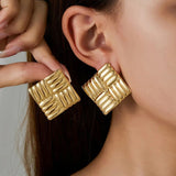 Salve Geometric Square Gold Earrings