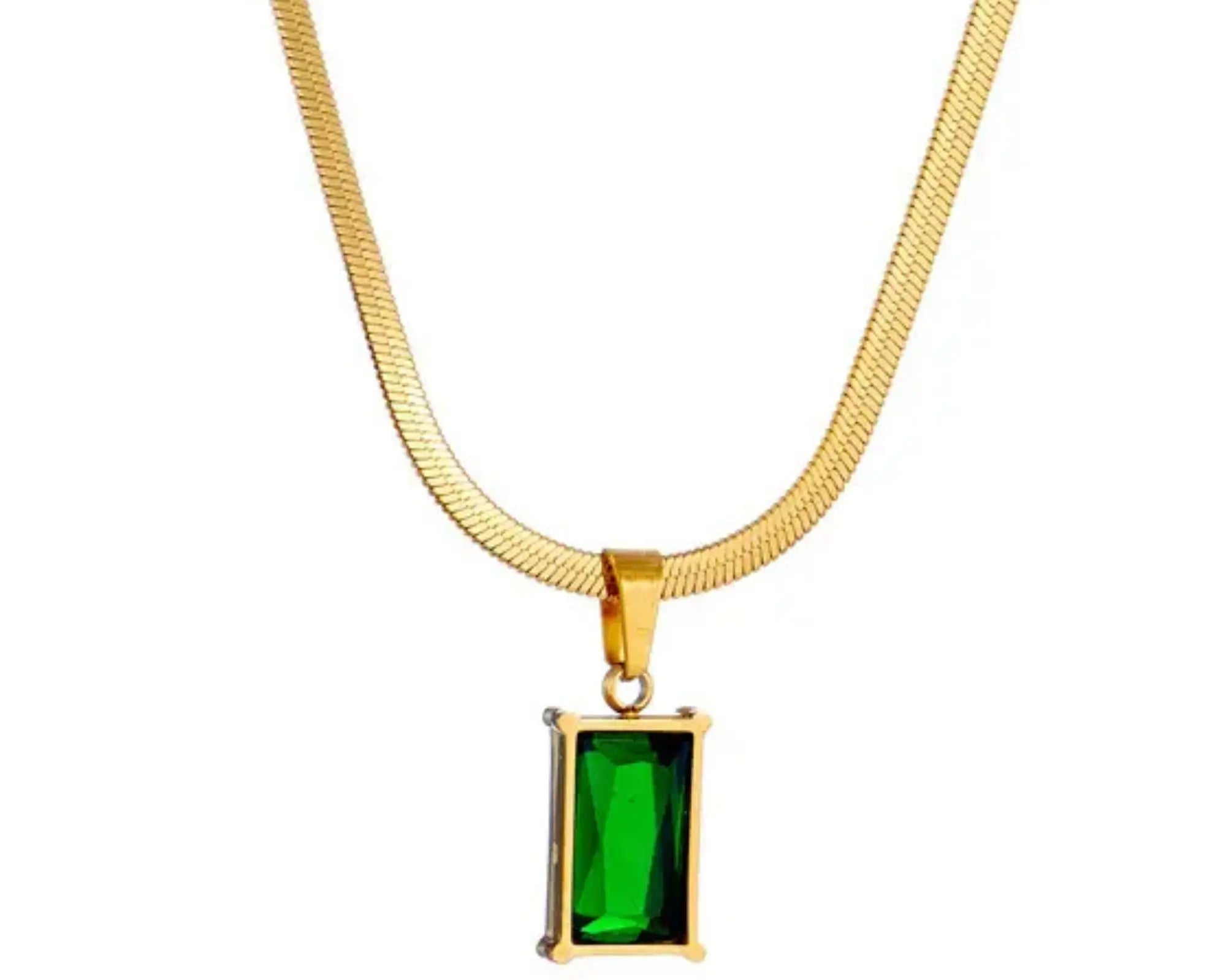 Salve Emerald Green Snake Chain Pendant - Salve