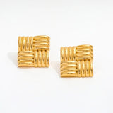 Salve Geometric Square Gold Earrings