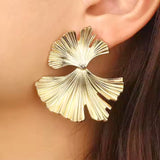 Salve Floral Contemporary Gold Earrings