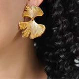 Salve Floral Contemporary Gold Earrings