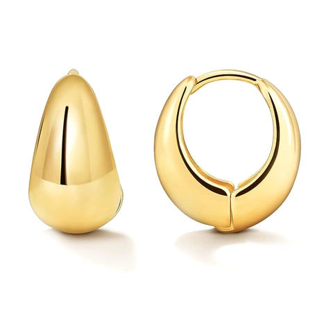 Salve Classic Thick Round Huggie Hoop Earrings | Light-Weight, Minimal, Everyday Chunky Gold Hoops