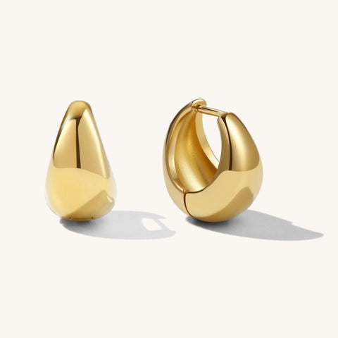 Salve Classic Thick Round Huggie Hoop Earrings | Light-Weight, Minimal, Everyday Chunky Gold Hoops