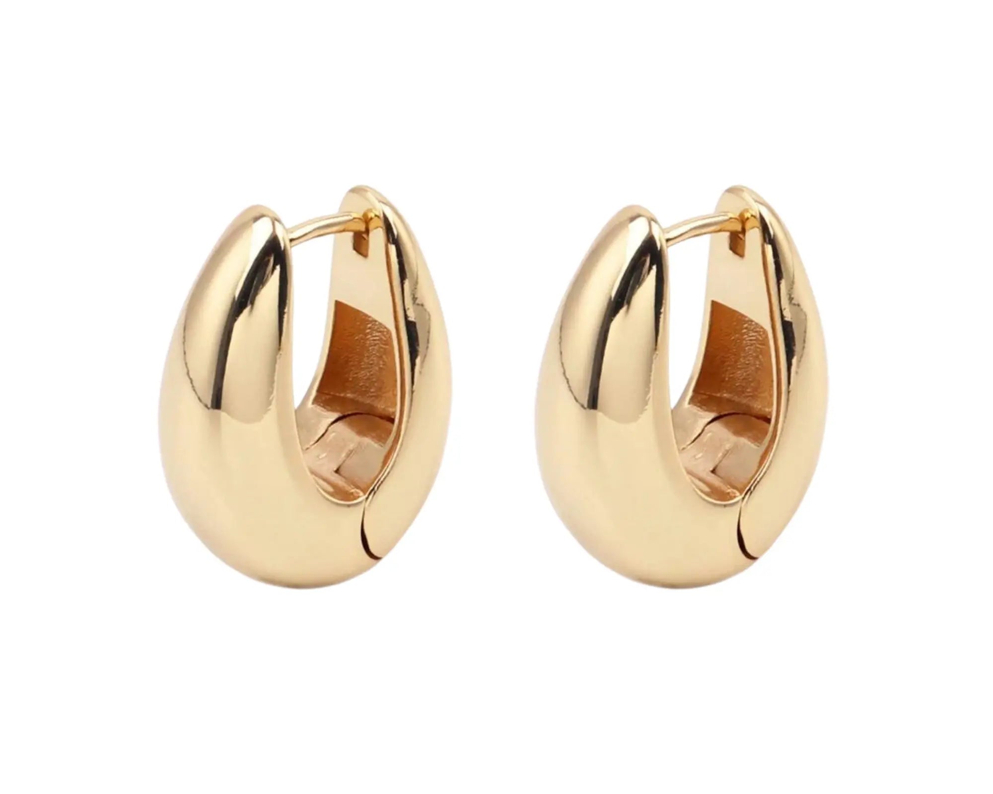 Salve ‘Lucent’ Oval Gold Huggie Hoop Earrings - Salve
