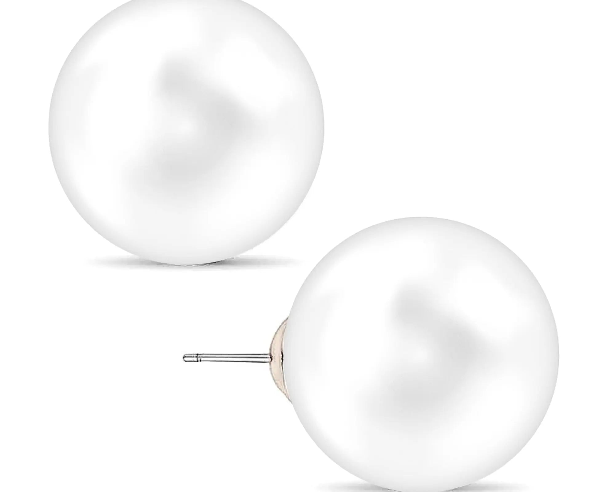 Salve White Faux Round Pearl Ball Stud Earrings - 20MM - Salve