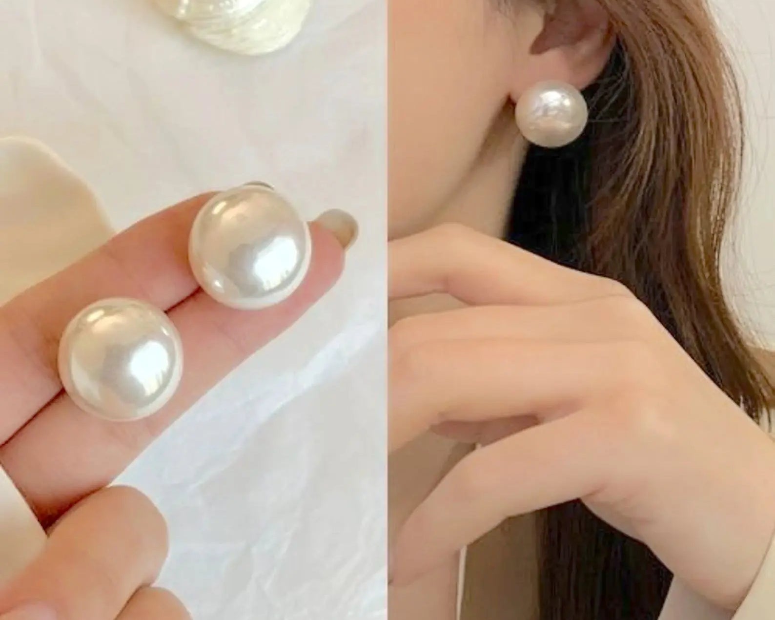 Salve White Faux Round Pearl Ball Stud Earrings - 20MM - Salve