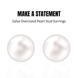 Salve Classic Brilliant White Faux Round Pearl Ball Stud Earrings - 20MM