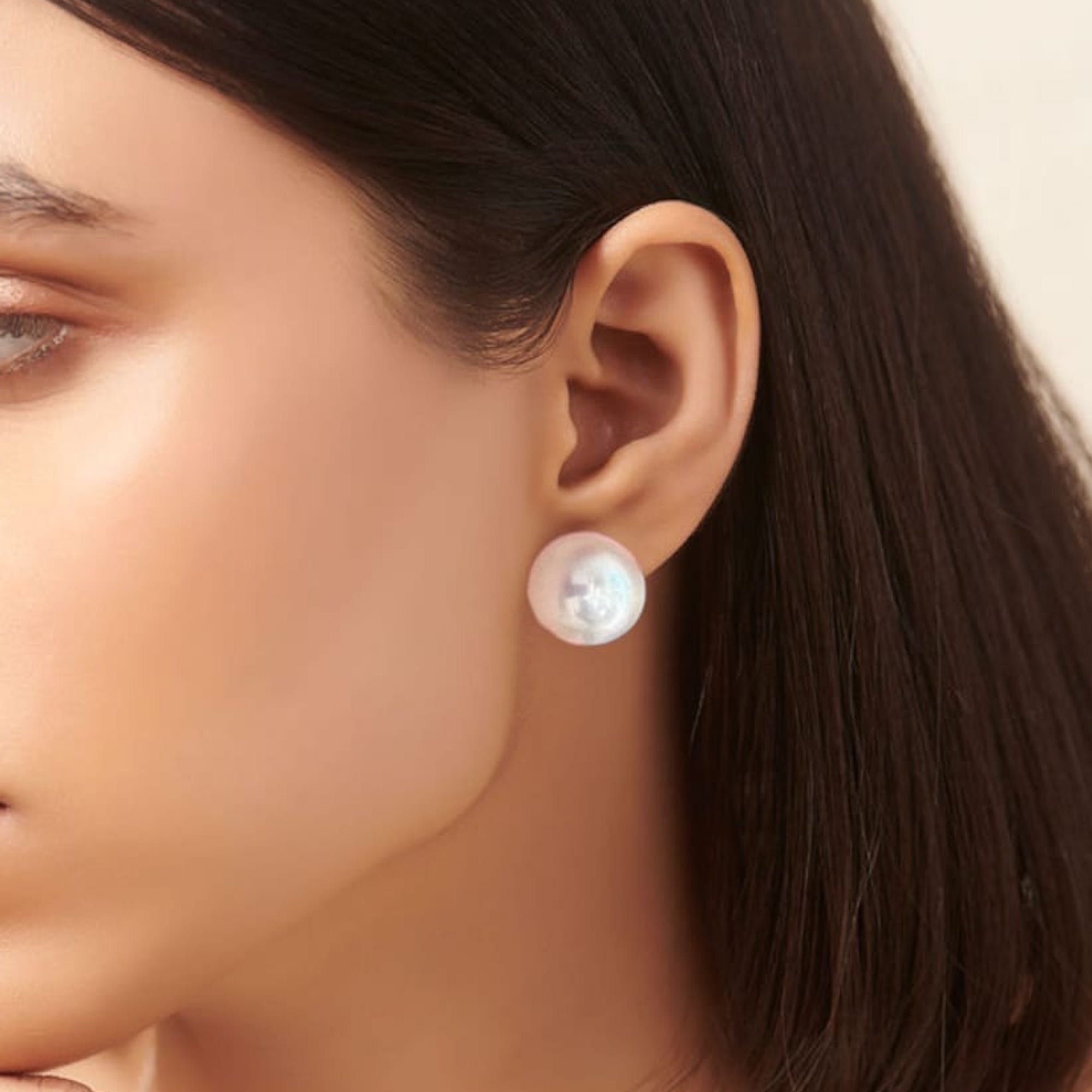 Humble Chic Simulated Pearl Studs - Big Faux Round Oversized Earrings, 18mm  White - Walmart.com