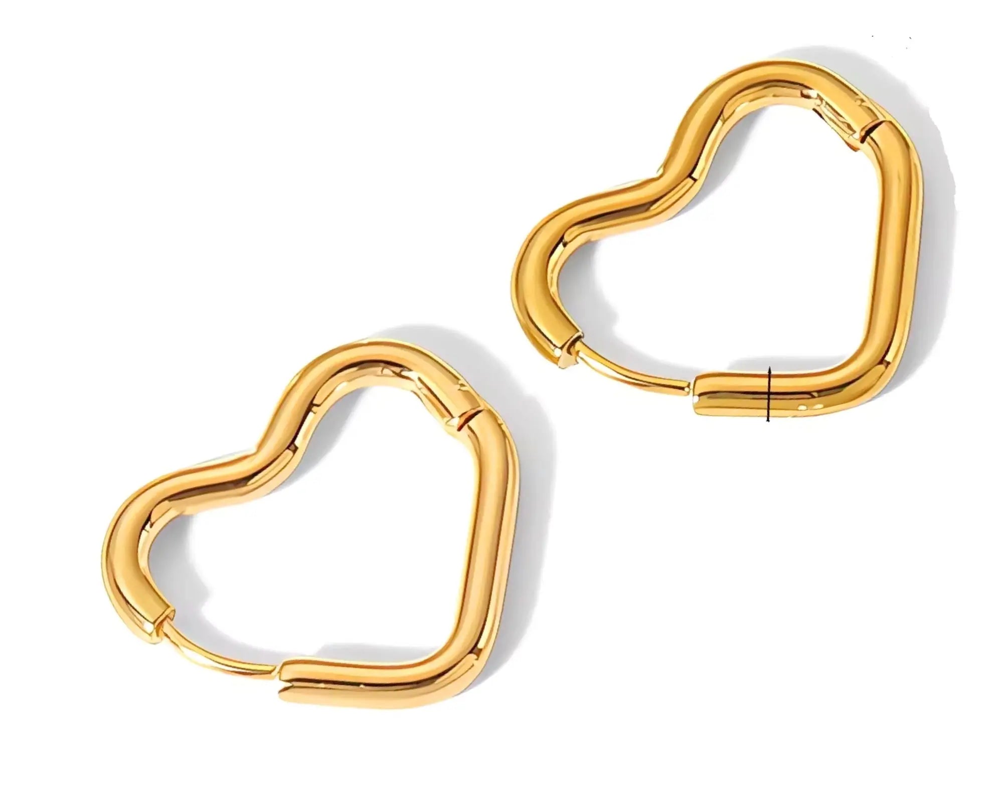 Salve Heart Shaped Hinged Hoop Gold Earrings - Salve