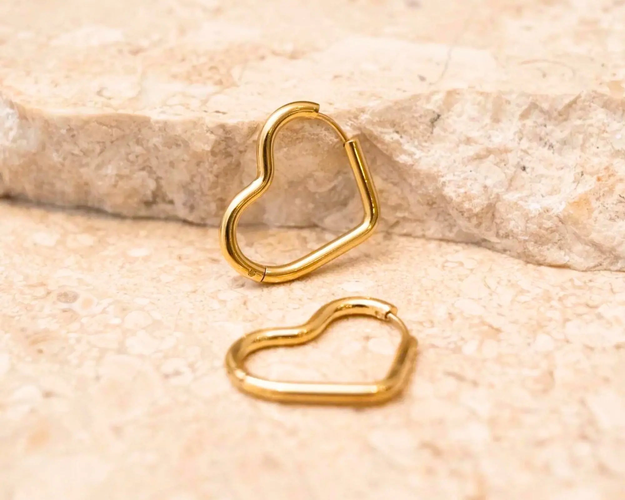 Salve Heart Shaped Hinged Hoop Gold Earrings - Salve