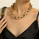Salve ‘Undaunted’ Bold Chunky Gold Link Statement Necklace