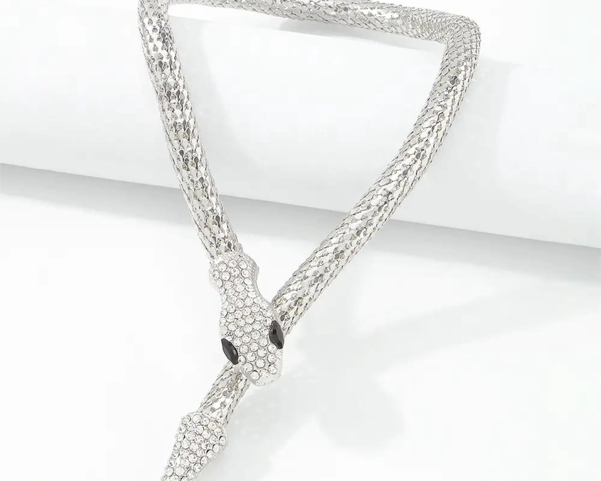 Salve Silver Snake Zircon Choker Necklace - Salve