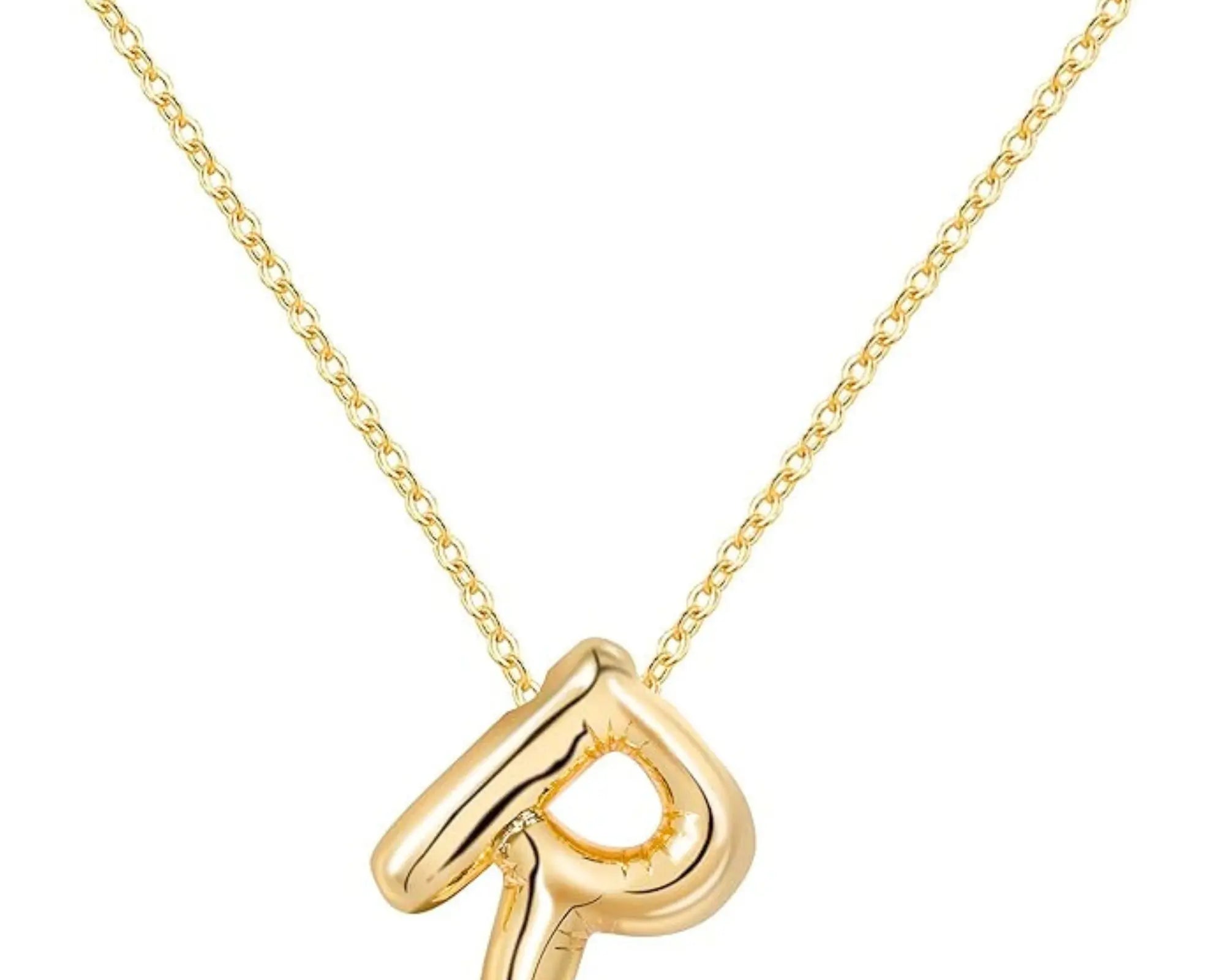 Salve 'R' Initial Personalised Gold Pendant Necklace - Salve