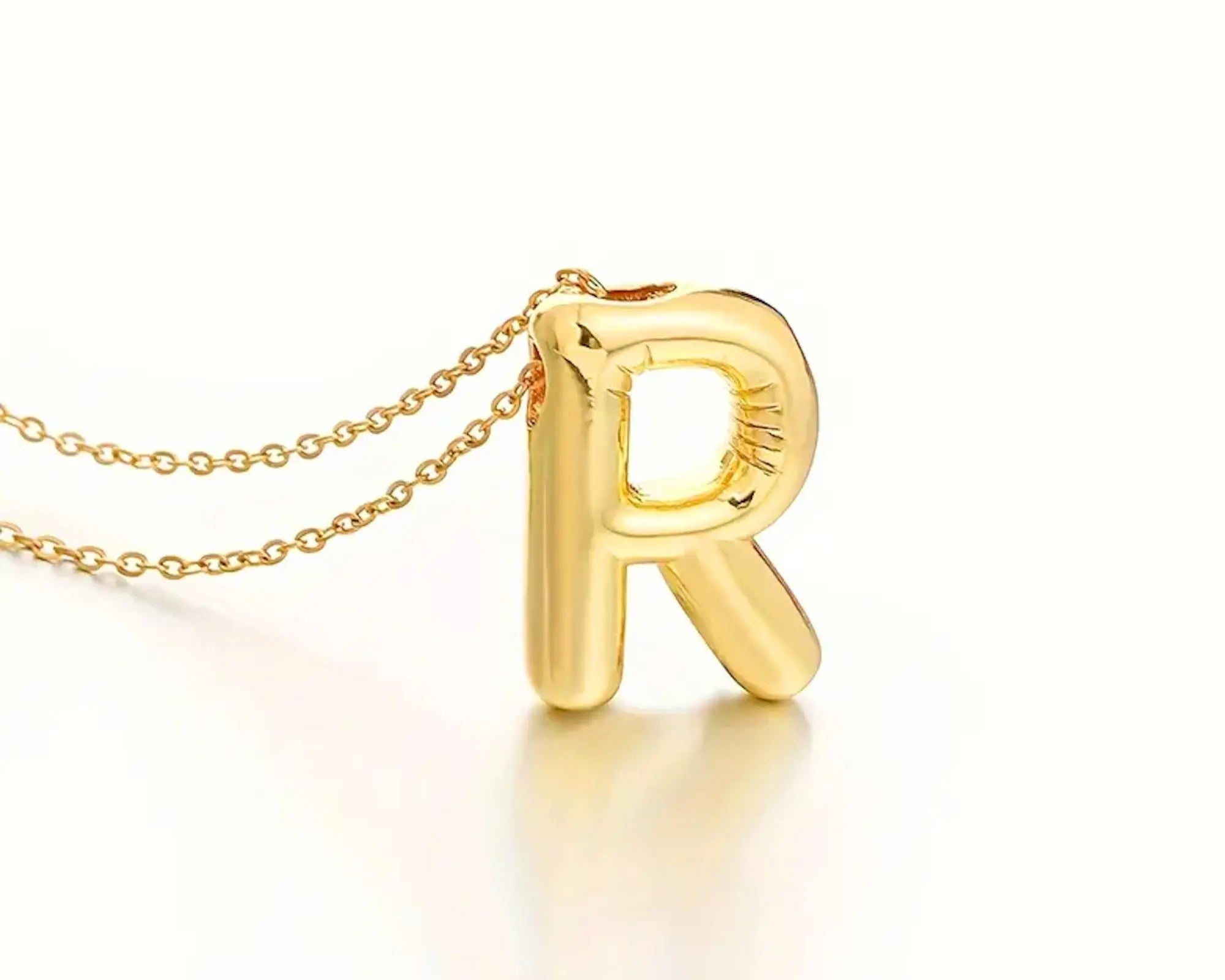 Salve 'R' Initial Personalised Gold Pendant Necklace - Salve