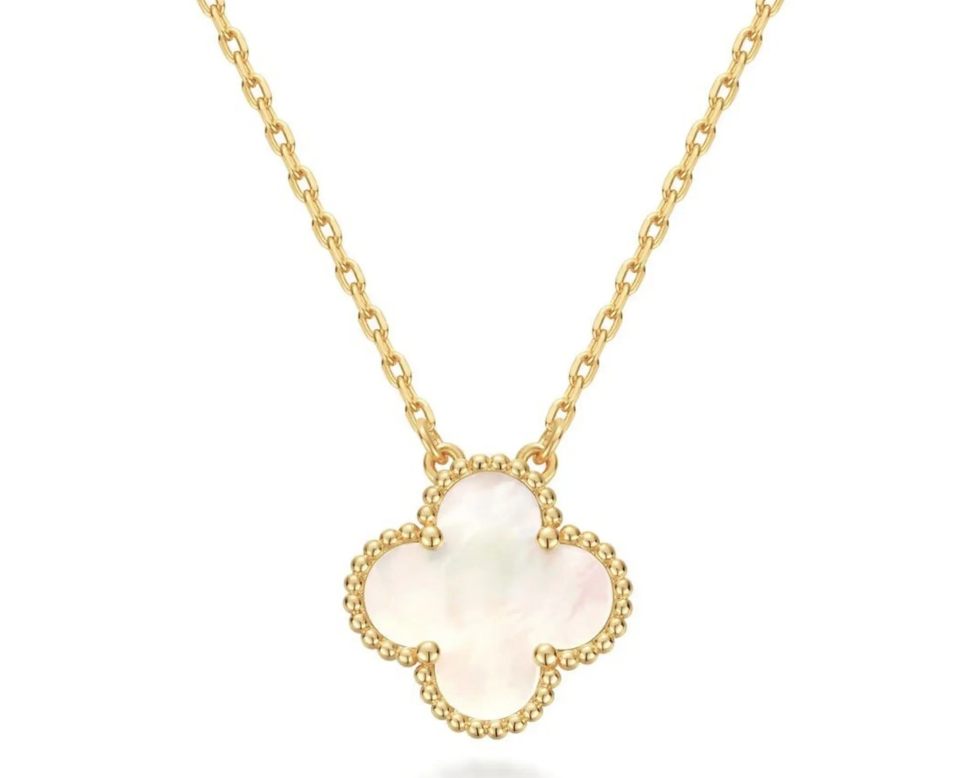Salve Dainty White Clover Pendant Necklace - Salve